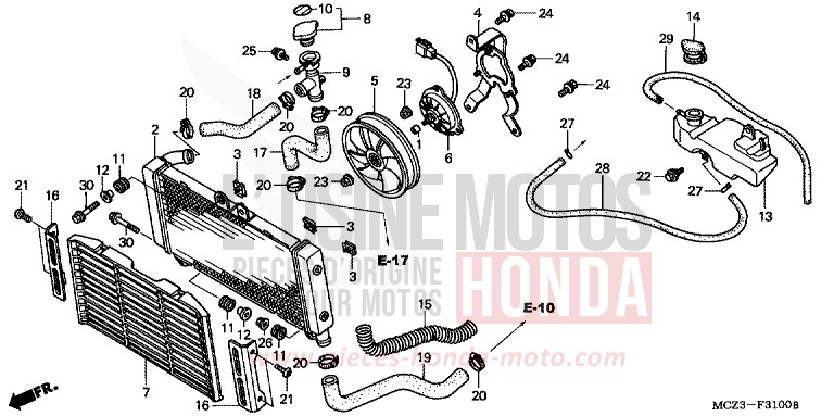RADIATEUR de Hornet 900 DEGITAL SILVER METALLIC (NHA30) 2007